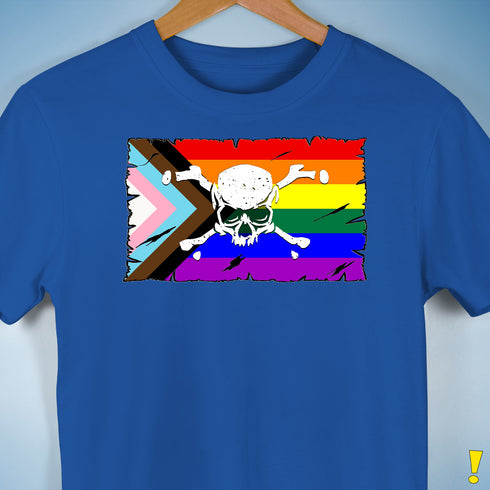 LGBTQ Progress Pride Pirate Flag Premium Unisex T-Shirt - Royal Blue