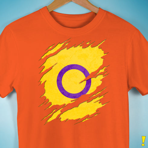 Intersex Pride Flag Ripped Reveal Premium Unisex T-Shirt - Orange