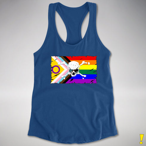 Intersex Inclusive Progress Pride Pirate Flag Racerback Tank - Royal