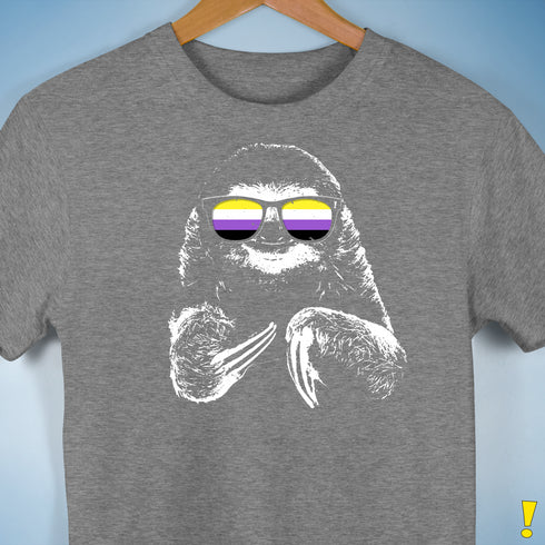 Pride Sloth Nonbinary Flag Sunglasses Premium Unisex T-Shirt - Grey Heather