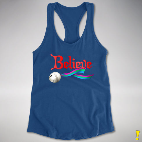 Believe Polysexual Pride Jingle Bell Racerback Tank - Royal