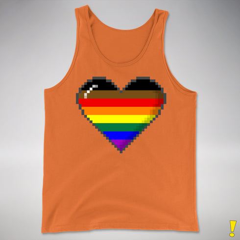 Philly LGBTQ Pride 8-Bit Pixel Heart Premium Tank Top - Orange