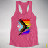 LGBTQ Progress Pride Flag Ripped Reveal Racerback Tank - Hot Pink