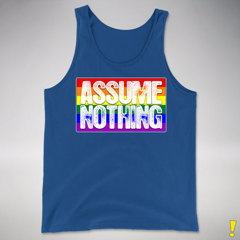 Assume Nothing LGBTQ Pride Flag Premium Tank Top - Royal Blue
