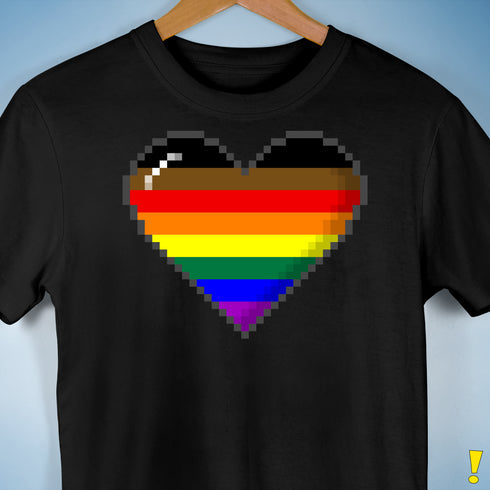 Philly LGBTQ Pride 8-Bit Pixel Heart Premium Unisex T-Shirt - Black