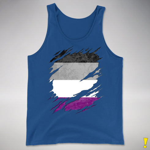 Asexual Pride Flag Ripped Reveal Premium Tank Top - Royal Blue