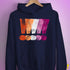 Distressed Lesbian Pride Graphic Exclamation Points Hoodie - Navy