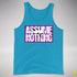 Assume Nothing Lesbian Labrys Pride Flag Premium Tank Top - Neon Blue