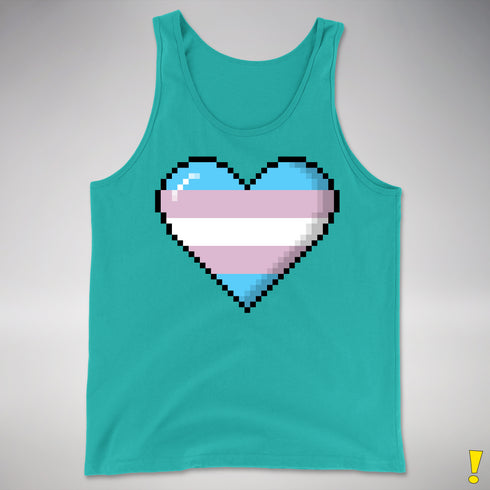 Transgender Pride 8-Bit Pixel Heart Premium Tank Top - Teal