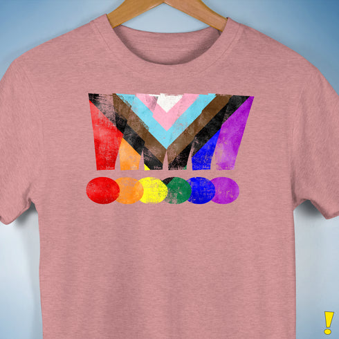 LGBTQ Progress Pride Grunge Exclamation Points Premium Unisex T-Shirt - Mauve Heather