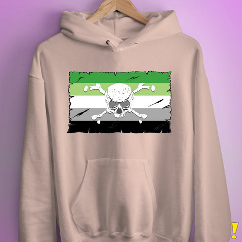 Aromantic Pride Pirate Flag Hoodie - Light Pink