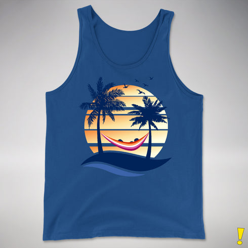 Lesbian Pride Hammock Summer Beach Sunset Premium Tank Top - Royal Blue