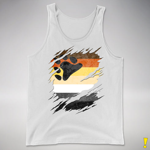 Bear Pride Flag Ripped Reveal Premium Tank Top - White