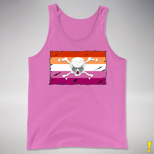 Lesbian Pride Pirate Flag Premium Tank Top - Neon Pink
