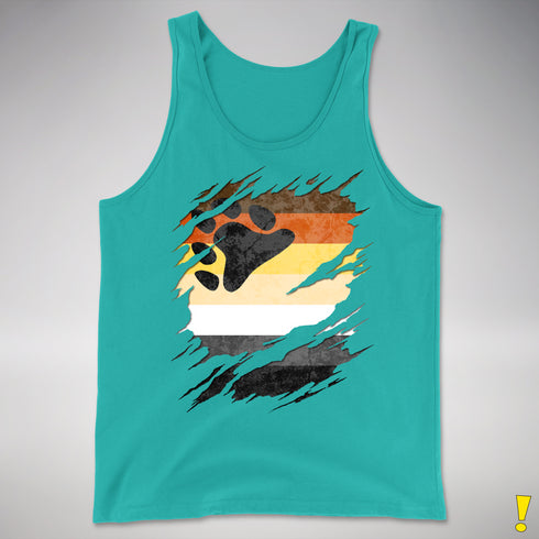 Bear Pride Flag Ripped Reveal Premium Tank Top - Teal