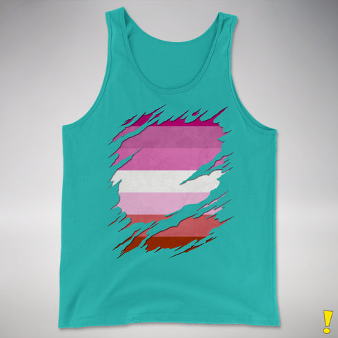 Pink Lesbian Ripped Reveal Premium Tank Top - Teal