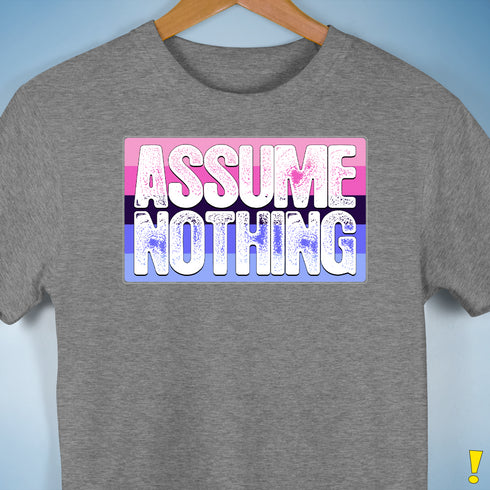 Assume Nothing Omnisexual Pride Flag Premium Unisex T-Shirt - Grey Heather