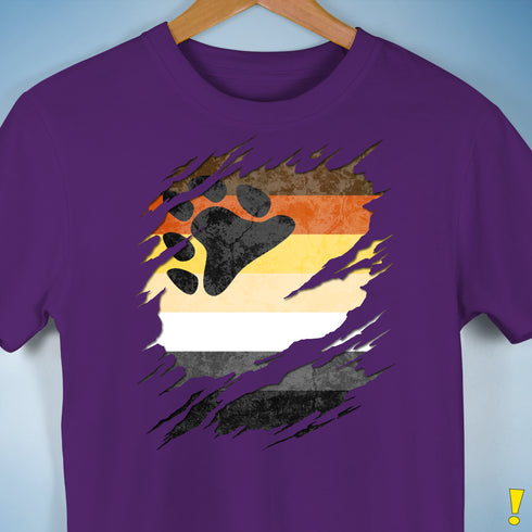 Bear Pride Flag Ripped Reveal Premium Unisex T-Shirt - Purple