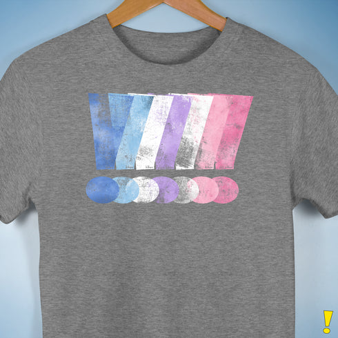Bigender Pride Grunge Exclamation Points Premium Unisex T-Shirt - Grey Heather