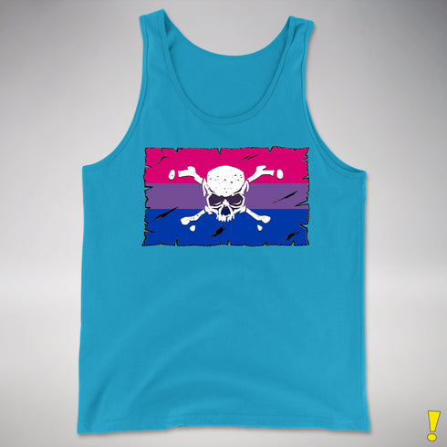 Bisexual Pride Pirate Flag Premium Tank Top - Neon Blue
