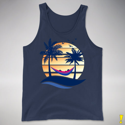 Bisexual Pride Hammock Summer Beach Sunset Premium Tank Top - Navy