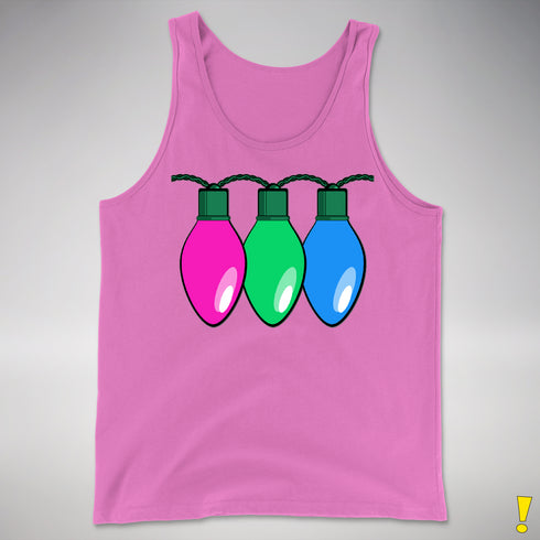 Polysexual Pride Christmas Lights Premium Tank Top - Neon Pink