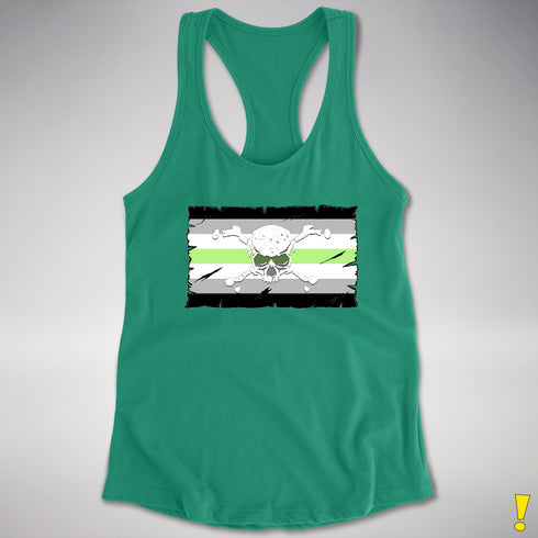 Agender Pride Pirate Flag Racerback Tank - Kelly Green