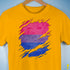 Bisexual Pride Flag Ripped Reveal Premium Unisex T-Shirt - Gold