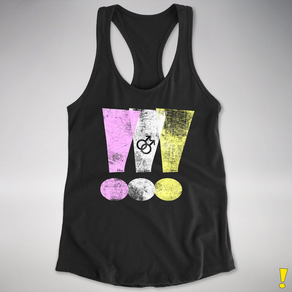 Twink Pride Grunge Exclamation Points Women's Racerback Tank - Black
