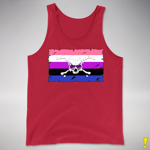 Genderfluid Pride Pirate Flag Premium Tank Top - Red