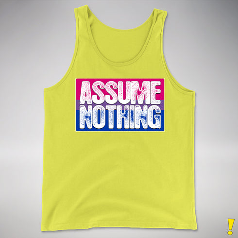 Assume Nothing Bisexual Pride Flag Premium Tank Top - Neon Yellow