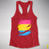 Pansexual Pride Flag Ripped Reveal Racerback Tank - Red