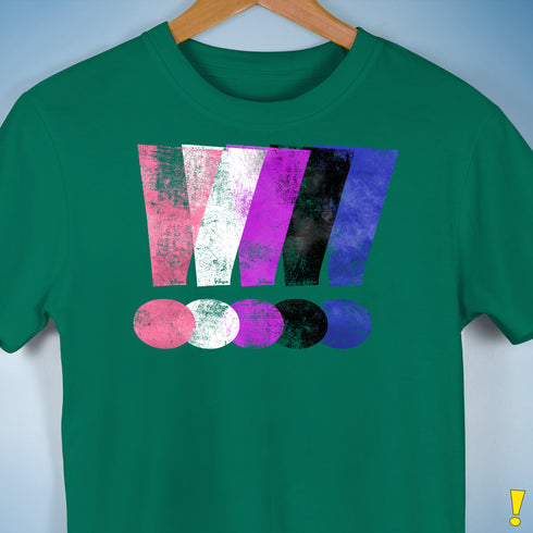 Genderfluid Pride Grunge Exclamation Points Premium Unisex T-Shirt - Kelly Green