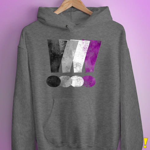 Asexual Pride Exclamation Points Hoodie - Grey Heather