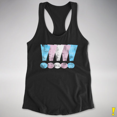 Transgender Pride Exclamation Points Women's Racerback Tank - Black