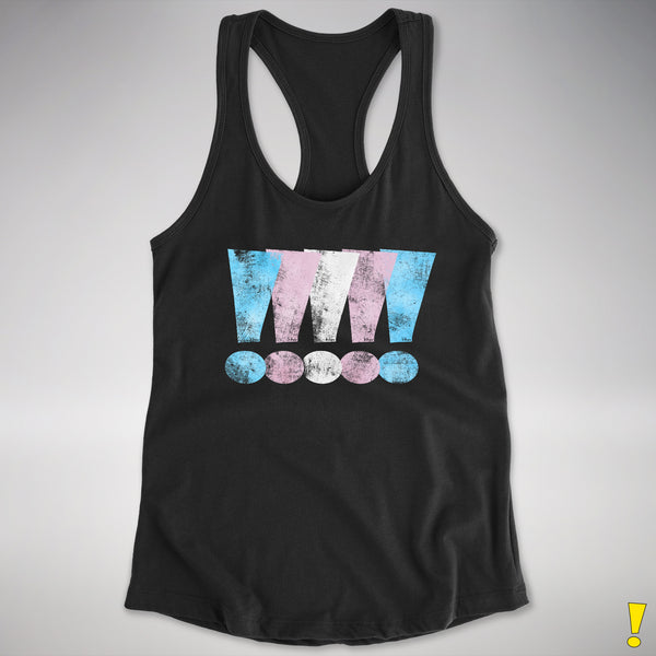 Transgender Pride Exclamation Points Women's Racerback Tank - Black