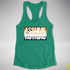 Assume Nothing Bear Pride Flag Racerback Tank - Kelly Green
