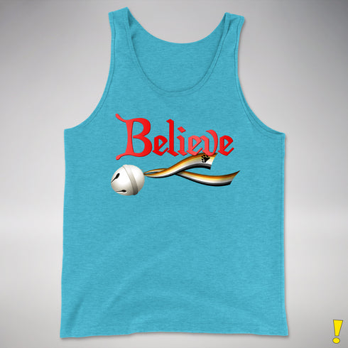 Believe Bear Pride Jingle Bell Premium Tank Top - Aqua Triblend