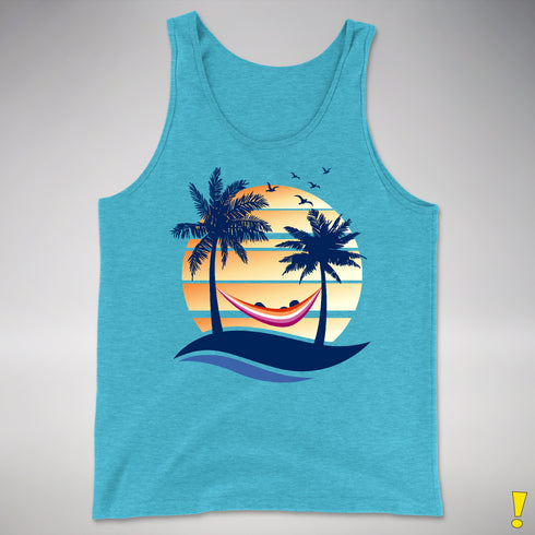 Lesbian Pride Hammock Summer Beach Sunset Premium Tank Top - Aqua Triblend
