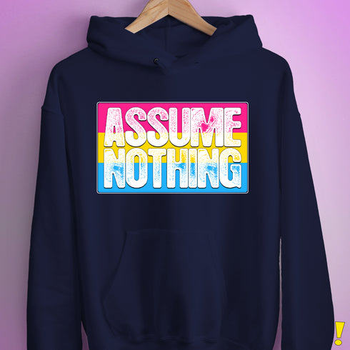 Assume Nothing Pansexual Pride Flag Hoodie - Navy