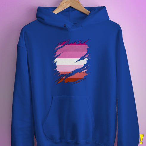 Pink Lesbian Ripped Reveal Hoodie - Royal Blue