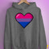 Bisexual Pride 8-Bit Pixel Heart Hoodie - Grey Heather