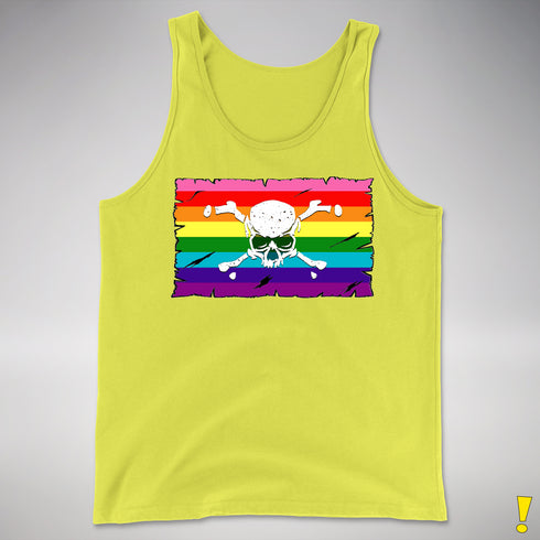 Gilbert Baker LGBTQ Pride Pirate Flag Premium Tank Top - Neon Yellow