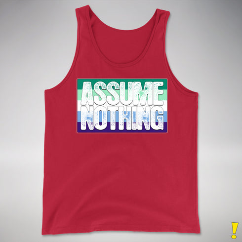 Assume Nothing Gay Male Pride Flag Premium Tank Top - Red