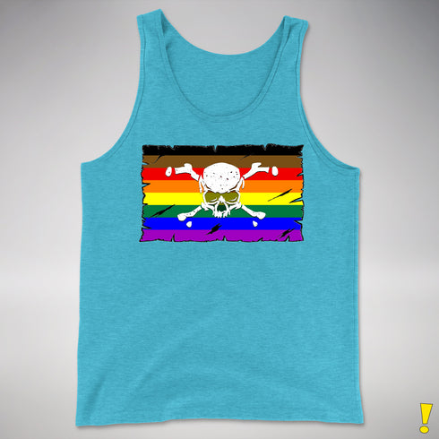 Philly LGBTQ Pride Pirate Flag Premium Tank Top - Aqua Triblend