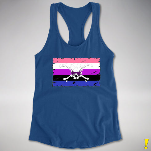 Genderfluid Pride Pirate Flag Racerback Tank - Royal