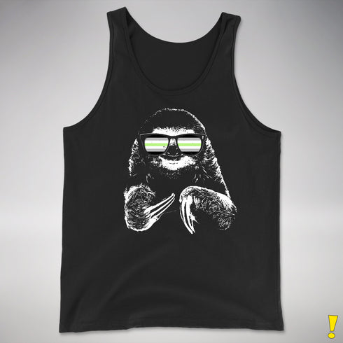 Pride Sloth Agender Flag Sunglasses Premium Tank Top - Black