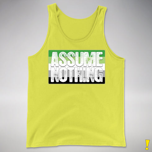 Assume Nothing Aromantic Pride Flag Premium Tank Top - Neon Yellow