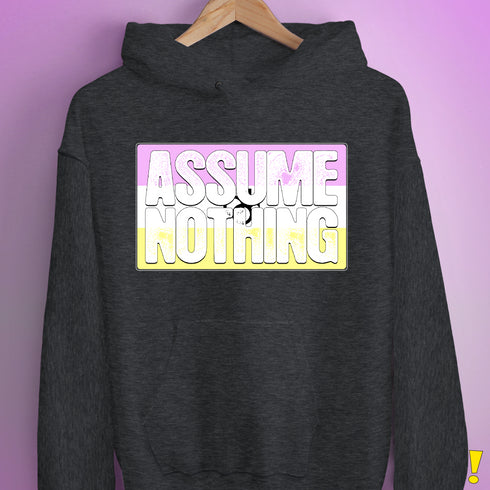 Assume Nothing Twink Pride Flag Hoodie - Dark Grey Heather