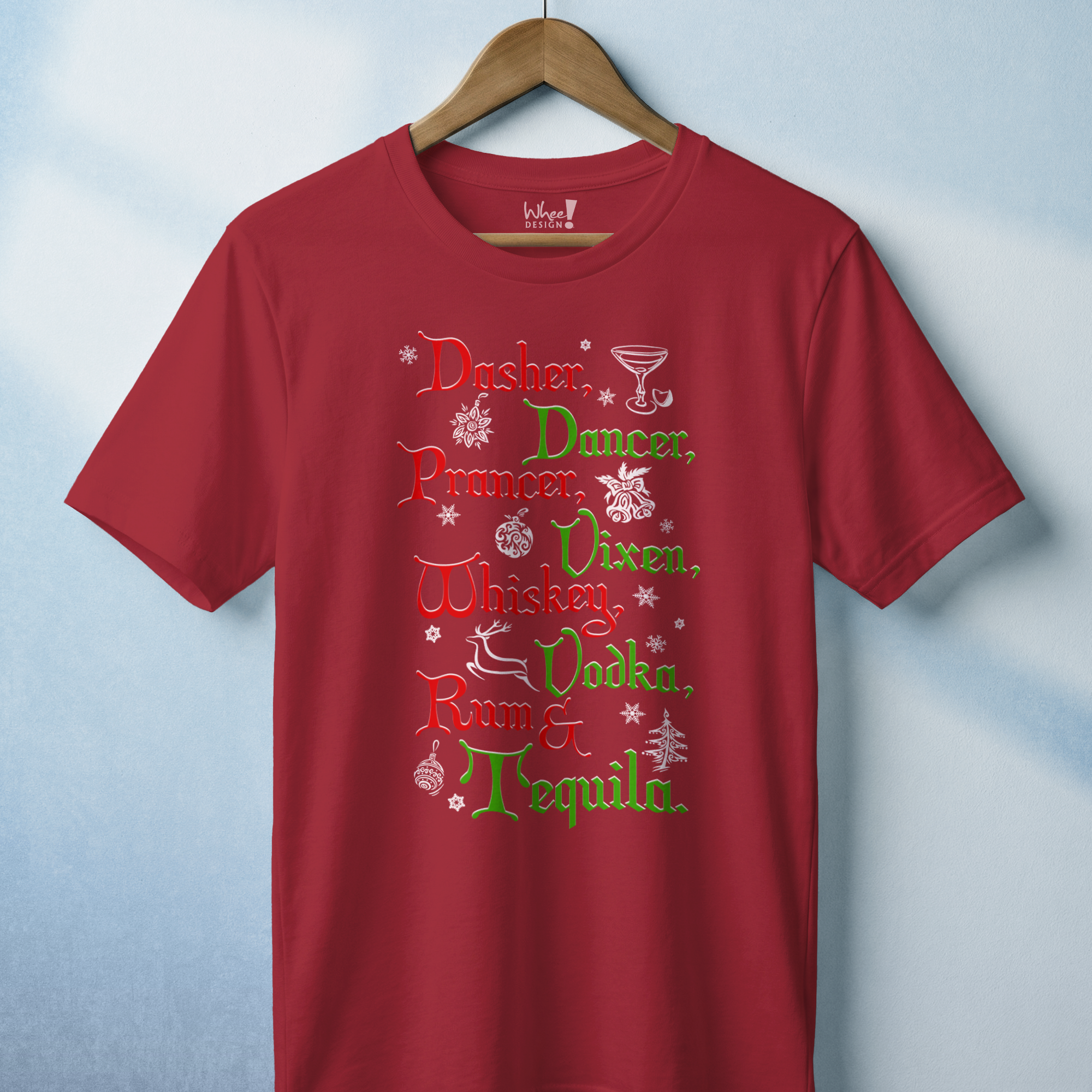 Festive Santa's Reindeer and Drinks Tee